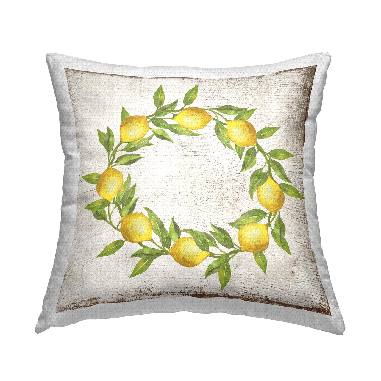 Stupell Industries O Letter Lemon Wreath Outdoor Printed Throw Pillow Design by Creatif Belle, 18 x 7 x 18